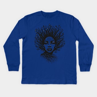 Afrocentric Woman Tree Roots Kids Long Sleeve T-Shirt